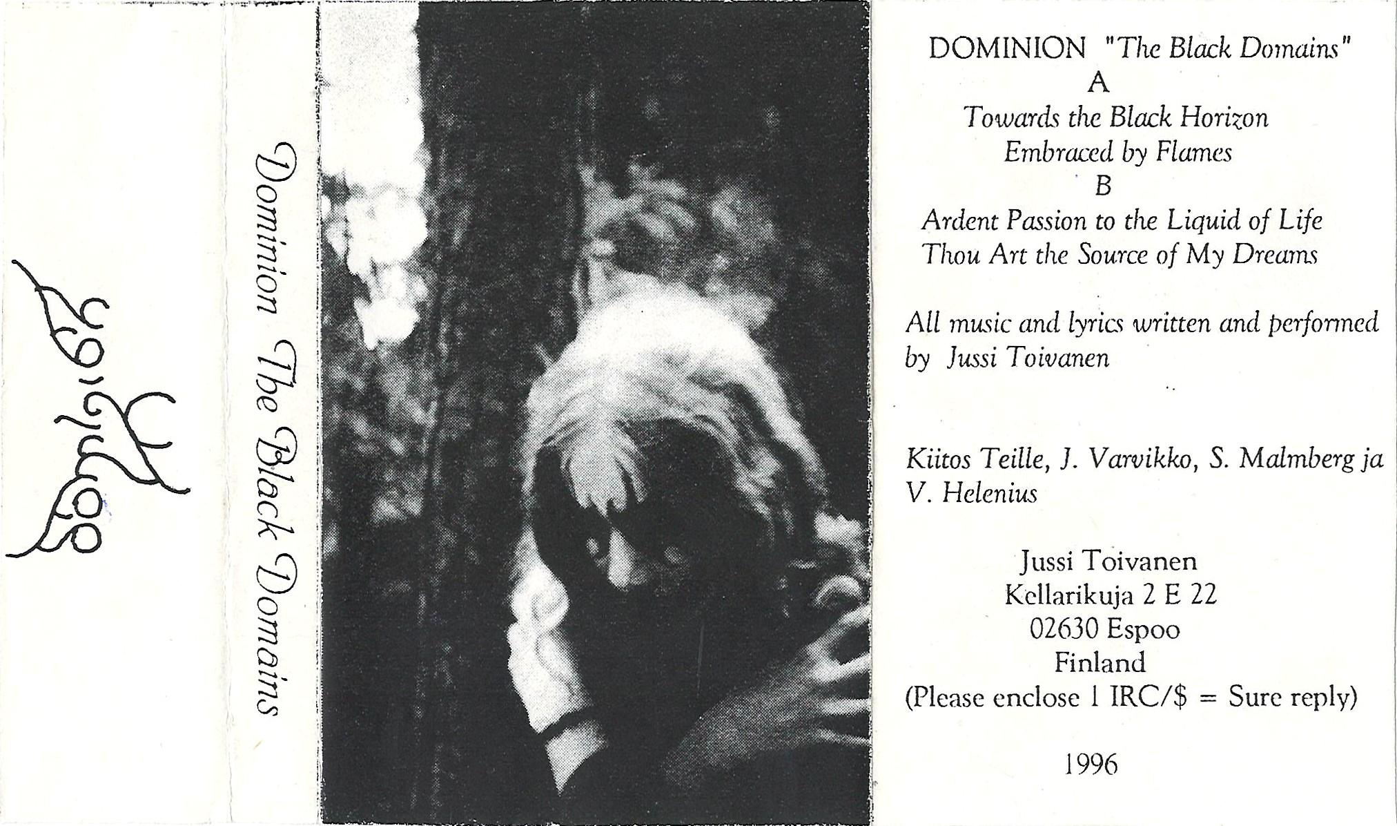 Черный домен. Dominion "the Black domains (Demo 1996)" Black Metal (Finland).